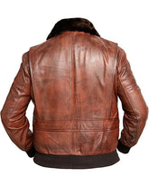 Men's G1 Navy Flight Bomber Aviator Real Leather Jacket in Tan Brown Color - MNCLeather